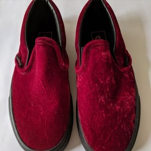NEW Vans Red Velvet Slip Ons